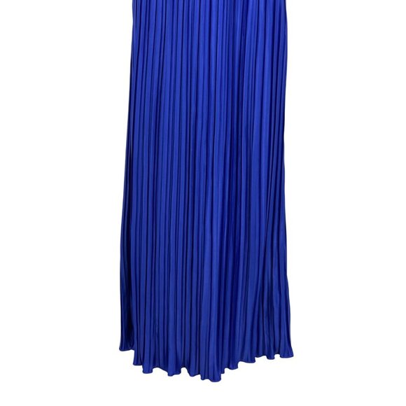 DKNY Blue Women Dress Size 12 Shift Midi Smocked Shutter Pleat Cap Sleeve New - Picture 6 of 10